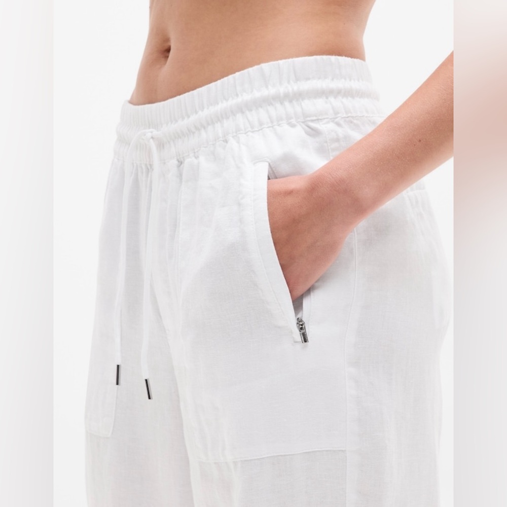 NWT-Athleta White Retreat Linen Wide Leg Pant, Medium - Picture 7 of 10